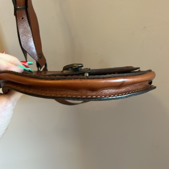 Vintage Gunderi Gun Deri Tooled Leather Bag Saddlebag Shape Scottie Dogs Artisan - Picture 9 of 13